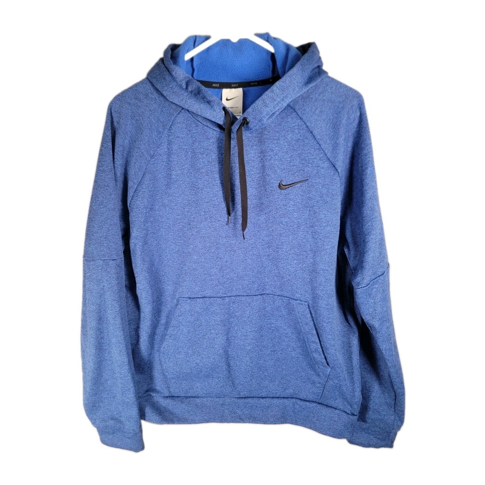 Nike Therma-FIT Fitness Hoodie Mens Large Blue Heather Pullover Arm Zip Pocket